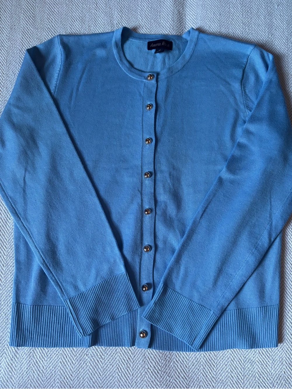 Women’s Light Blue Button-Front Crewneck Sweater